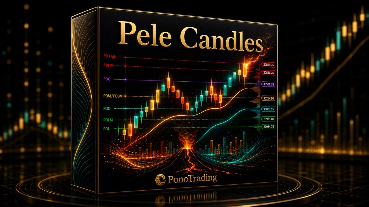 Pele Candles indicator showing candle and key level context