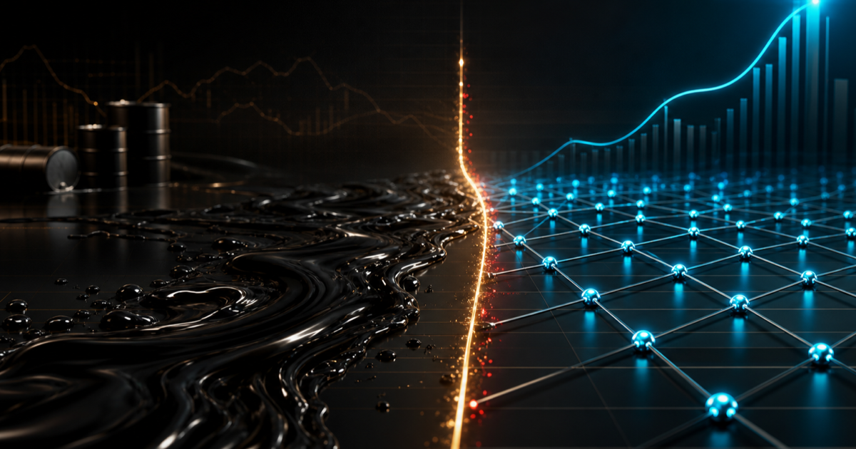 Oil barrels and a blue market network sit on opposite sides of a gold decision boundary in the July 24, 2026 Market Pulse.